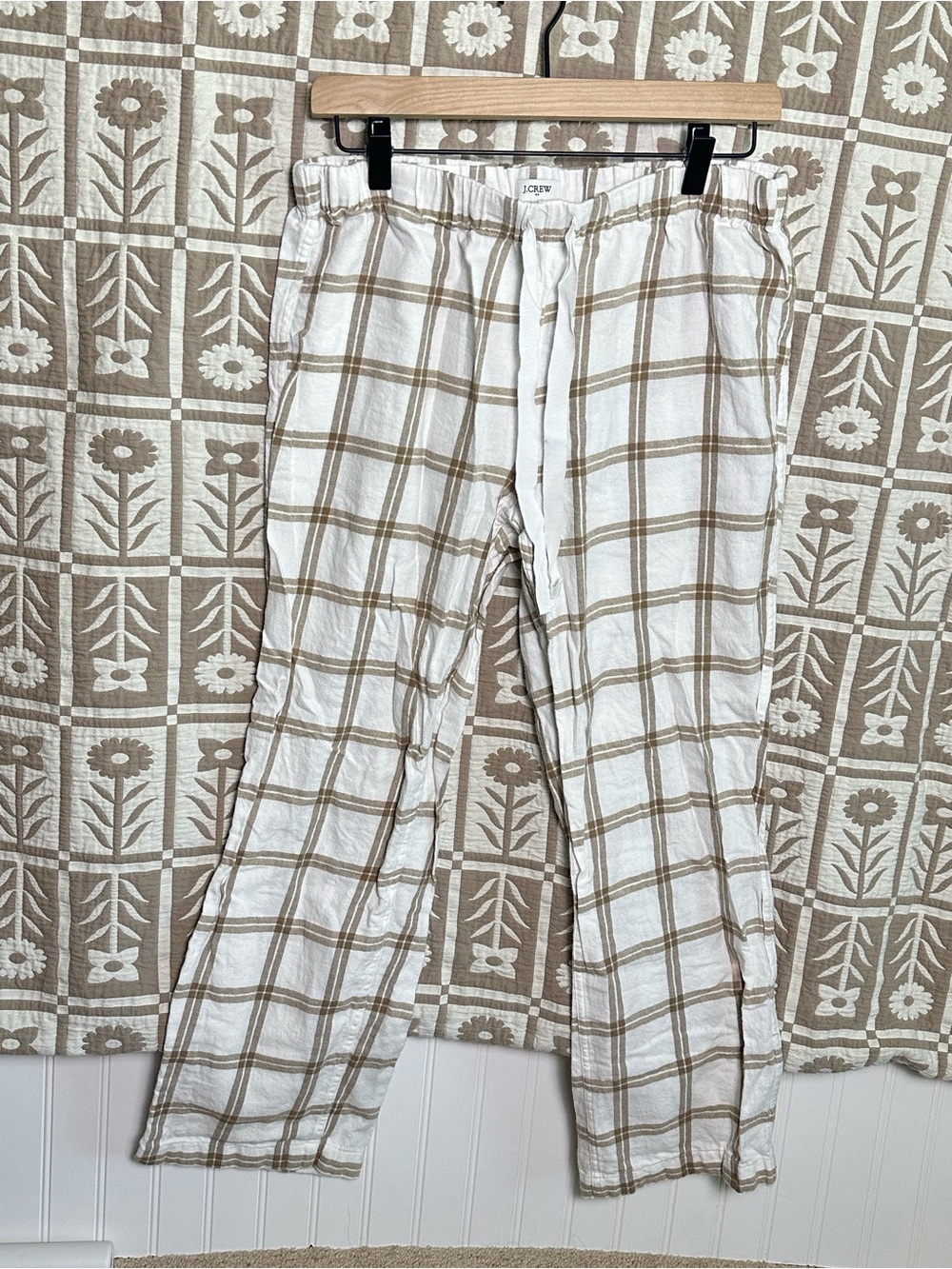 J. Crew Cream & Tan Plaid Flannel Pajama Pants